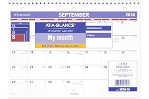 AT-A-GLANCE Wall Calendar 2026-2027 Planning Pad, Academic 16-Month September-December, Monthly, 11" x 8", Ruled Daily Blocks