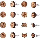 SUNNYCLUE Wood Stud Earring Set - 5 Pairs Natural Wood Earrings With Bee, Leaf, Map, Mountain Designs - View #5