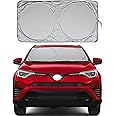 Car Windshield Sun Shade with Storage Pouch by A1 Sunshade Retractable Automotive Car Truck SUV Front Window Shield Blocker Screen Visor Protector Cover for Auto Interior Accessories for Heat Medium