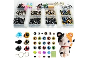 SEVENSUN 266 PCS Safety Eyes for Crocheting, Crochet Safety Eyes and Noses for Amigurumi Crochet Animals Craft Doll Eye Glasses