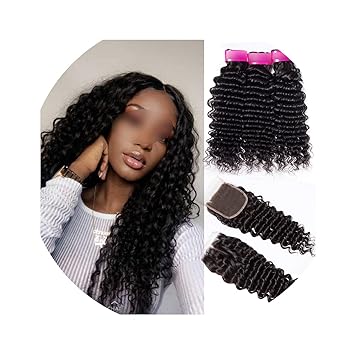Amazon Com Hair Deep Wave Bundles With Closure Brazilian Hair