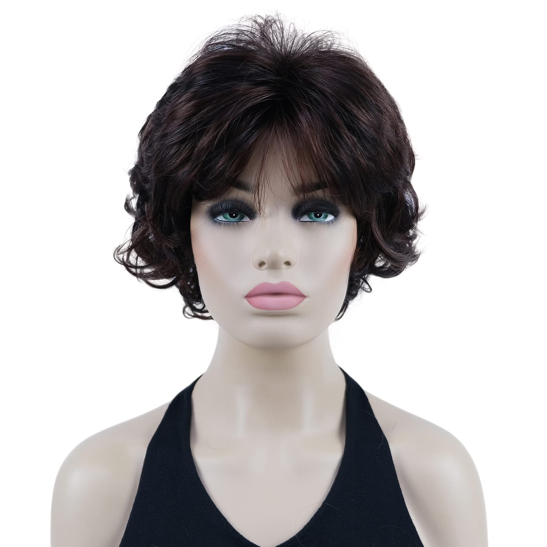 Lydell 8" Short Curly Women Wigs Soft Shaggy Layered Classic Cap Full Synthetic Wigs (33-2)