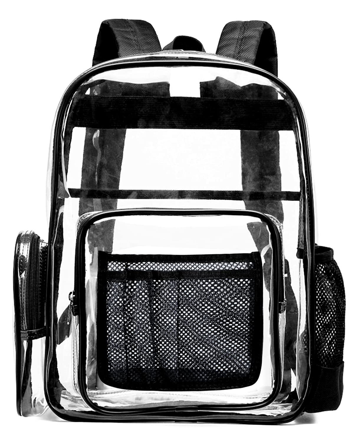 SPEEDEVE Clear Backpack Waterproof Transparent Daypack for School Work Travel,Black,L