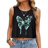 Womens Crop Tops Summer Casual Sleeveless Tank Loose Fit Basic Shirts