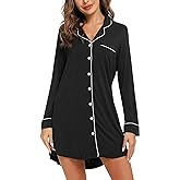 Anjue Pajama Nightgowns for Women Button Down Pajamas Tops Short/Long Sleeve Sleepwear Sleep Shirts Nightdress S-XXL