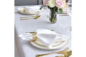 maxmill Jacquard Cloth Napkins 20 x 20 Inch Swirl Pattern Soft Comfortable and Luxury Serviette for Family Dinners Weddings Parties and Banquets Set of 4 White