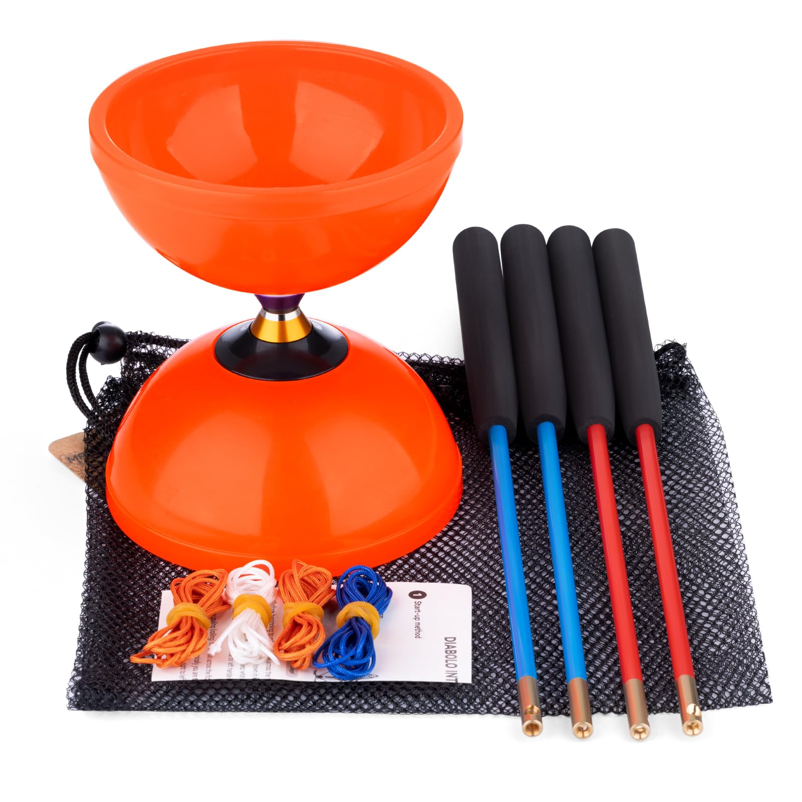 Photo 1 of Diabolo Yoyo Pro Triple Bearing Chinese Yoyo, 5” Chinese Yoyo Diabolo Toy for Adult Kids, Orange Diabolo Big Diabolo Yoyo with 2 Carbon Sticks, 2 Strings, 1 Drawstring Bag
