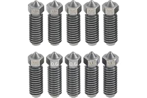 10 Pcs Hardened Steel Nozzle (4 Pcs 0.4mm & 2 Pcs 0.2/0.6/0.8mm),Compatible with Anycubic Kobra 3/S1 3D Printer, M6 Thread Qu