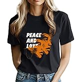 HERCHA Trendy Tops for Women 2025 Cotton Crew Neck Graphic Summer Shirts Casual Loose Fit Breathable Beach Shirts