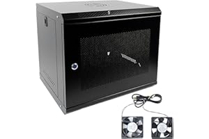 Noliven 9U Wall Mount Server Cabinet, 20.9" L×17.9" H×15.7" H Cable Organizer with 2 AC Fans, Wall Mount Network Rack for IT 