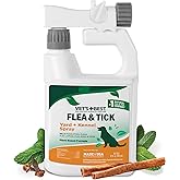 Vet's Best Flea and Tick Yard & Kennel Spray, Dog Flea Spray that Kills Fleas, Mosquitoes, & Ticks, Plant-Based Ingredients, Plant Safe Ready-to-Use Hose Attachment, 32 fl oz