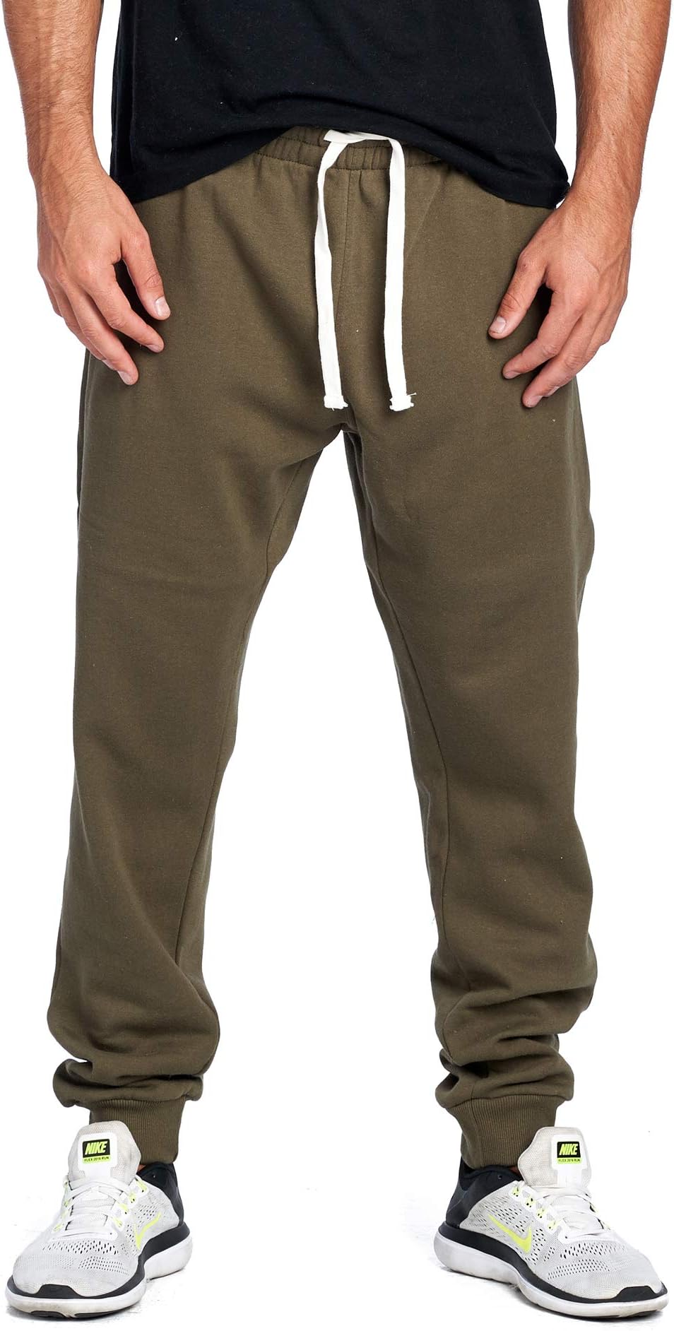 PROGO USA Men's Joggers Sweatpants Basic Fleece Marled Jogger Pant Elastic Waist