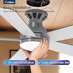 Amico Ceiling Fans with Lights, 42 Inch Low Profile