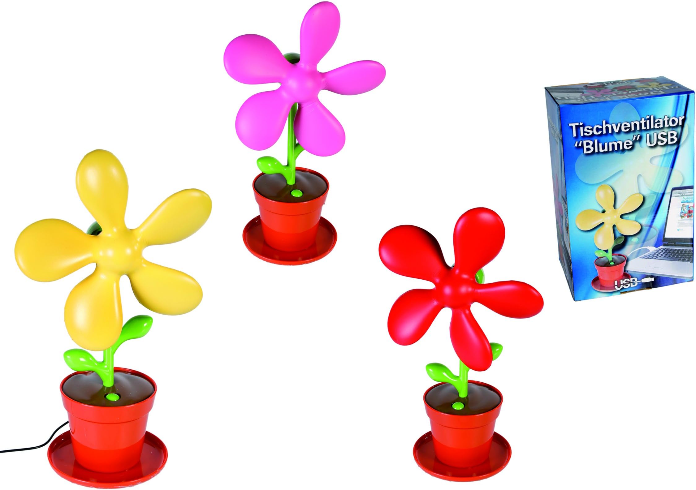 Work Desk Gadget - Yellow Flower Power Home Office Desk Fan with USB -Top Selling The Cheerful Flower Pot Christmas Xmas Secret Santa Stocking Filler Gift Present Idea-Girlfriend Wife Female Partner Lady Women-One Supplied