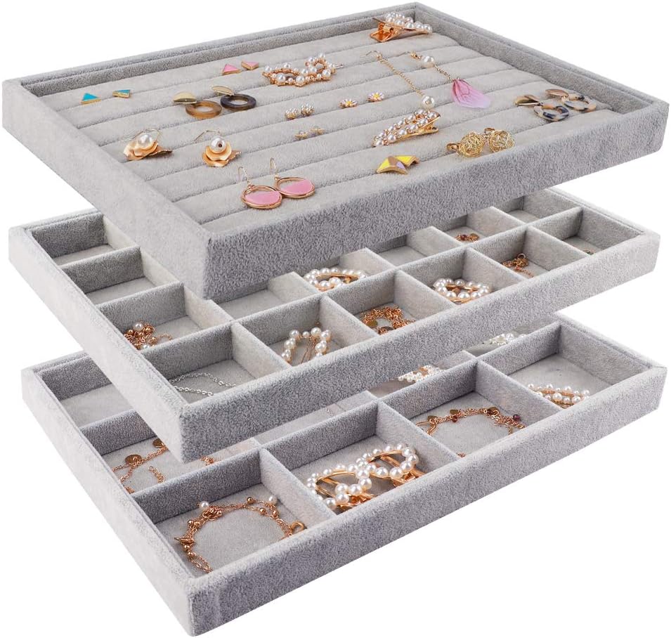 Amazon Com Mebbay Stackable Velvet Jewelry Trays Organizer
