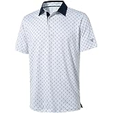 Golf Shirts for Men Dry Fit Short Sleeve Print Performance Moisture Wicking Polo Shirt