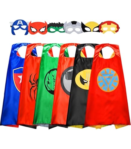 Kit De Superhéroe Sinoeem – 3 Capas, 3 Máscaras Y 3 Pulseras Slap – Regalo De Cumpleaños Y Cosplay Para Niños