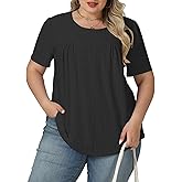 VISLILY Womens-Plus-Size-Summer-Tops Trendy Eyelet Embroidery T Shirts Cute Curved Hem Tunics Casual Short Sleeve Blouse Tees