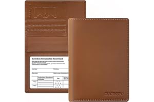 BAPHITY Genuine Leather Passport Holder Wallet Cover for Women and Men,Rfid Travel Wallet Passport Document Holder with Zipper Pocket Gift for Women and Men-Fathers Day Dad Gifts - Brown
