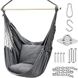 Ohuhu XL Swing Chair with Hardware Kit Gray 150kg Capacity Cushions