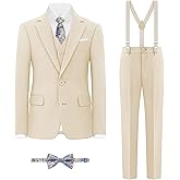 BOLADA Boys' Formal Suit Set, with Suspenders, Adjustable Waist