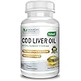 Burpless COD Liver Oil | 100 Softgels | Natural Source of Omega 3 Fatty Acids EPA & DHA | Vitamin A & D | Support Brain, Heart, Eye & Immune Health For Joints, Bones & Muscles Supplement No AfterTaste