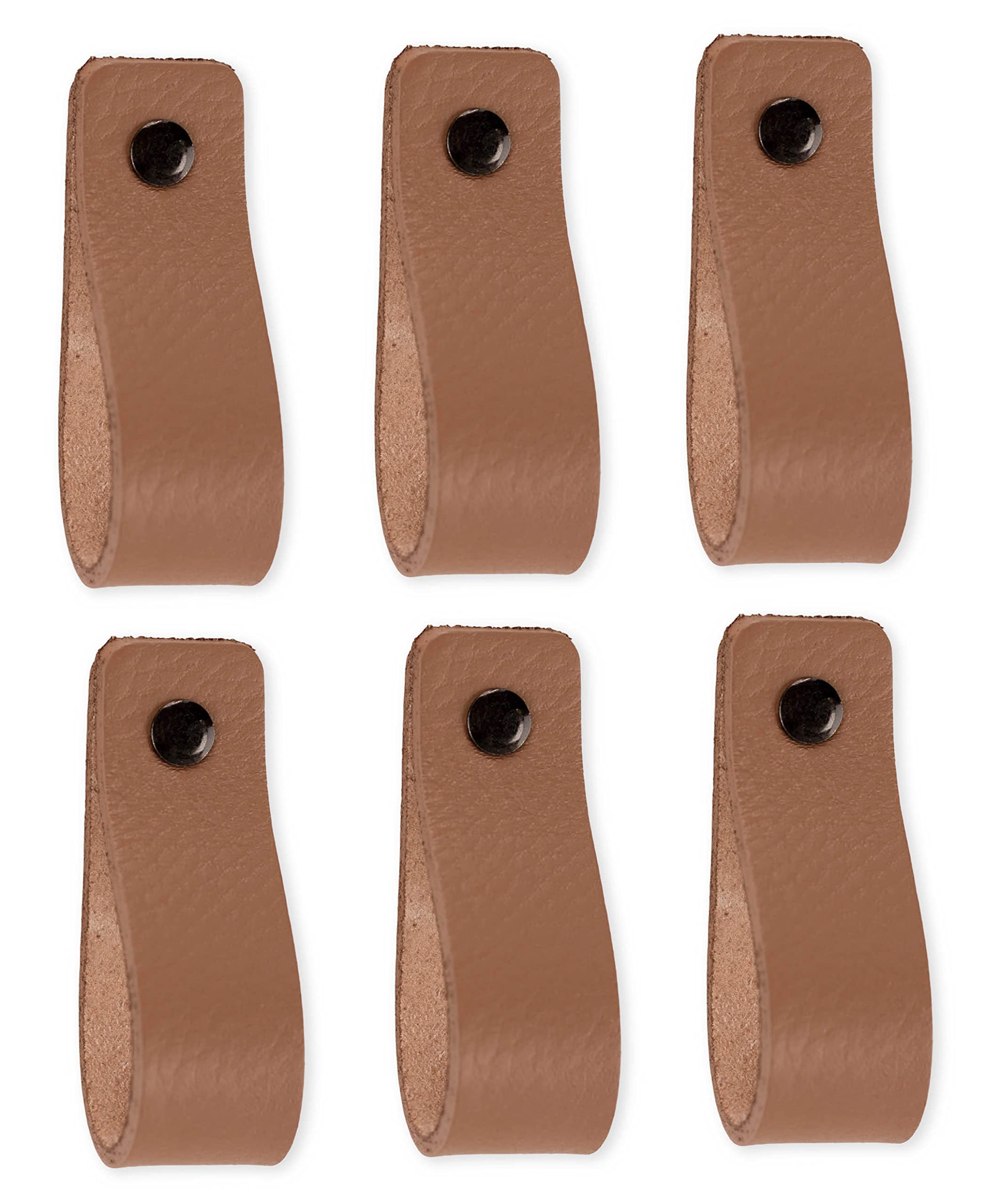 Brute Strength - Leather Handles for Furniture - Taupe - 6 pcs - 16,5 x 2,5 cm - Cabinet Handle, Door Handle for Kitchen, Bathroom, cabinets, Dresser, Wood โ image 1