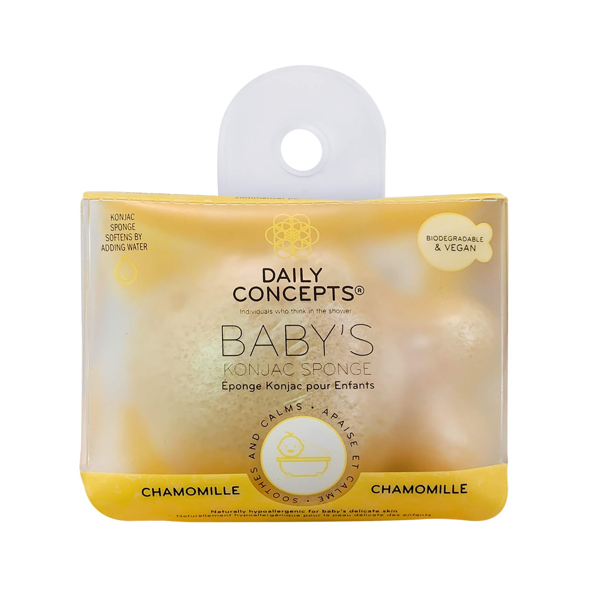 Daily Concepts- Daily Baby Fish Konjac Sponge Chamomille Infused to Calm and Soothe Babies, Made from Pure Konjac Root, Safe for All Delicate Baby Skin 23g