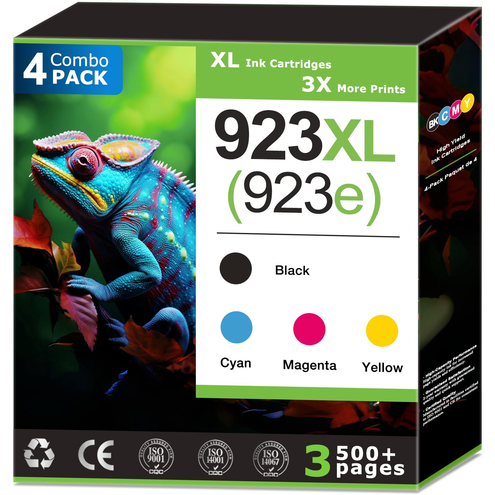 Photo 1 of 923XL 923e Ink Cartridges Combo Pack Compatible for HP 923 Ink Cartridges Work with HP Printer Officejet (Pro) Series Printer (4 Pack) Black Cyan Magenta Yellow 8125e 8130e 8139e Ink 923 High Yield