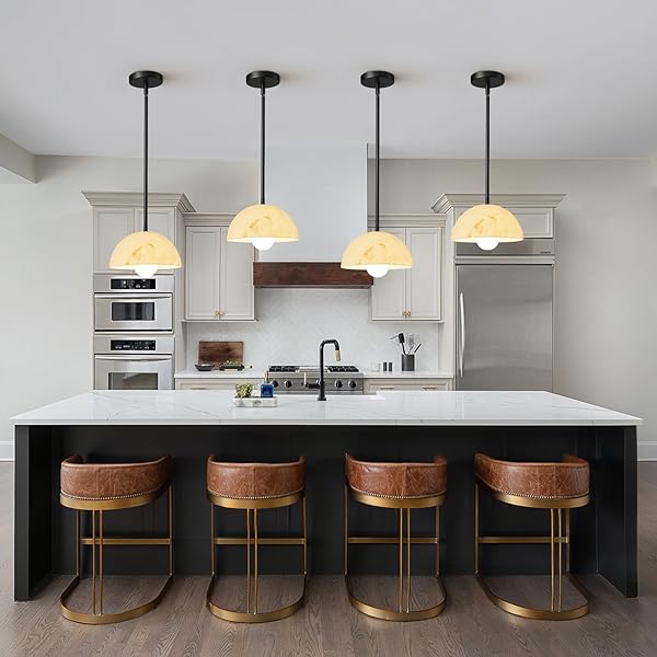 HAHZT MODERN PENDANT LIGHT FIXTURES: 10 INCH RESIN SHADE MID CENTURY CHANDELIER – ADJUSTABLE BLACK PENDANT LIGHTING FOR KITCHEN ISLAND LIVING ROOM BEDROOM