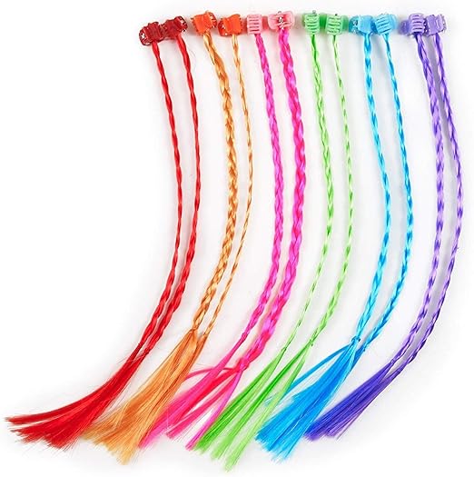 Rmeet Hair Braid Kids 12 Pack Multi Color Clip On Braided Hair