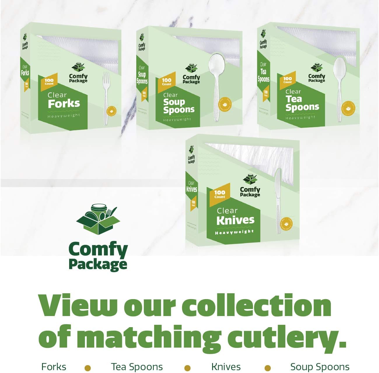 [100 Pack] Heavyweight Disposable Clear Plastic Tea Spoons: Kitchen & Dining