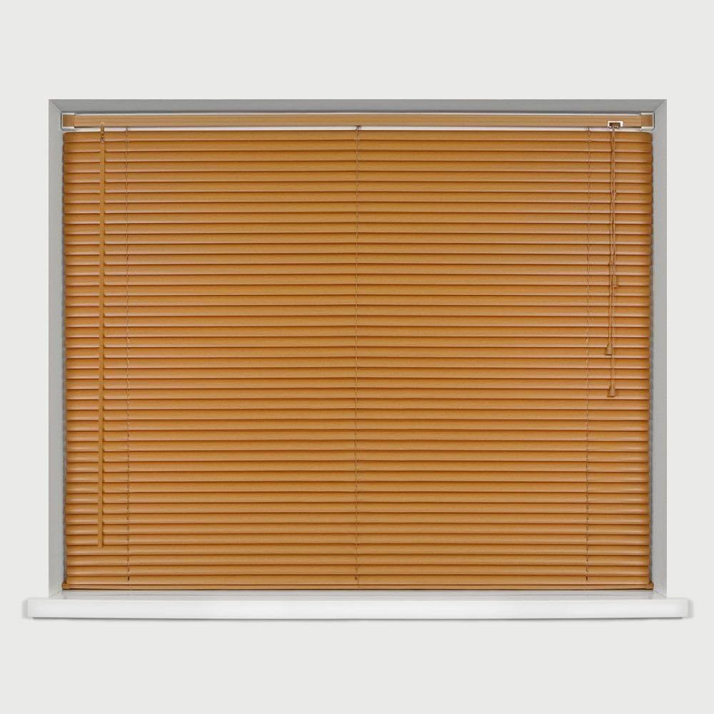 Home In Style Easy-Fit PVC Venetian Blind (135 x 150 cm, Teak-Wood Grain Effect)