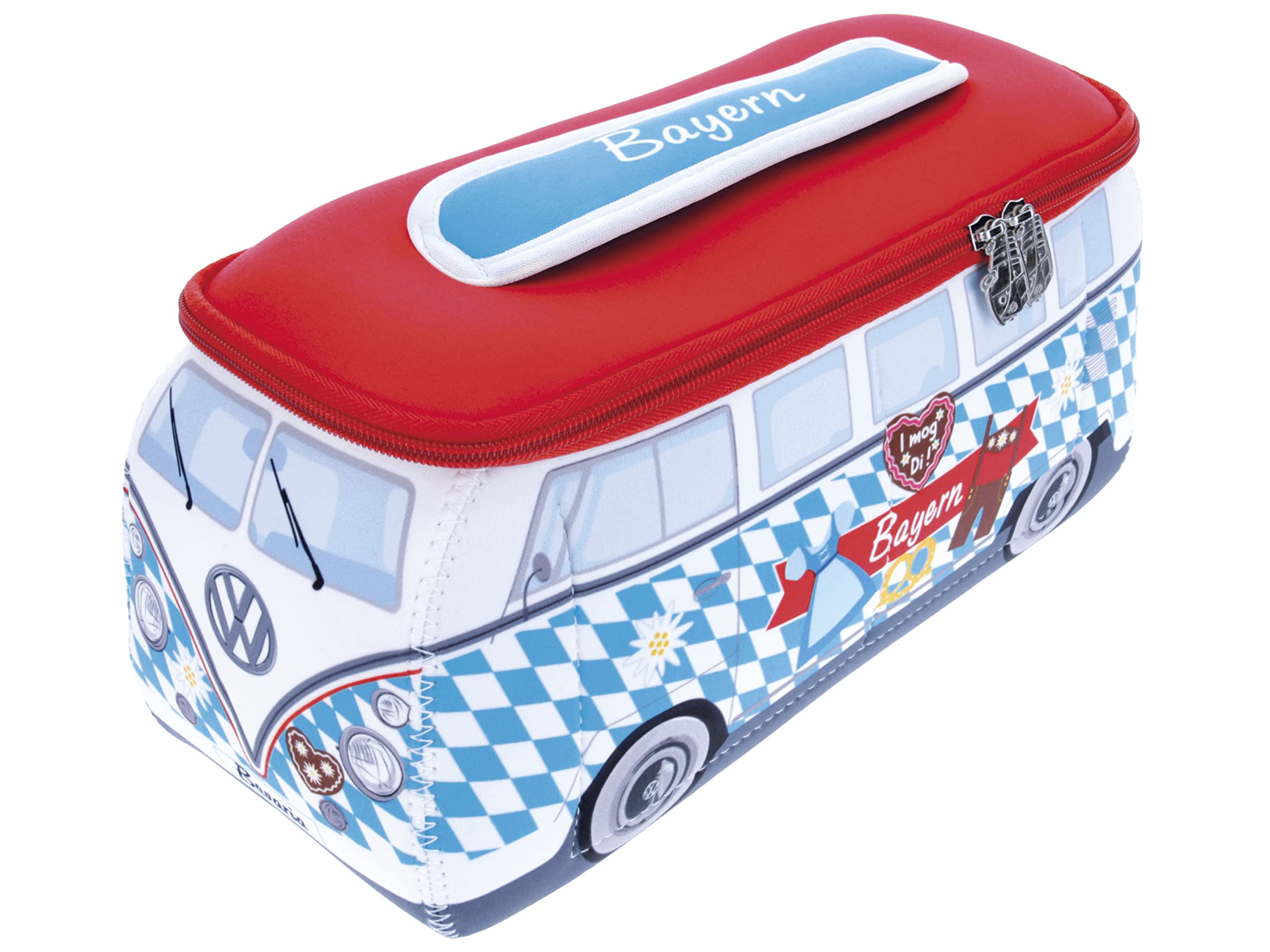 BRISA VW Collection - Volkswagen Neoprene Universal Makeup Cosmetics Toiletry Travel Pharmacy Bag in T1 Bus Design (Bavaria/Multicolor/Large)