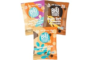BHU FIT BHU FOODS Protein Cookies, Variety Pack - Organic, Vegan & Keto-friendly Snack - Clean Ingredients which are Low Carb & Low Sugar, Grain & Gluten free, Dairy-free & Non-GMO (10 Cookies)