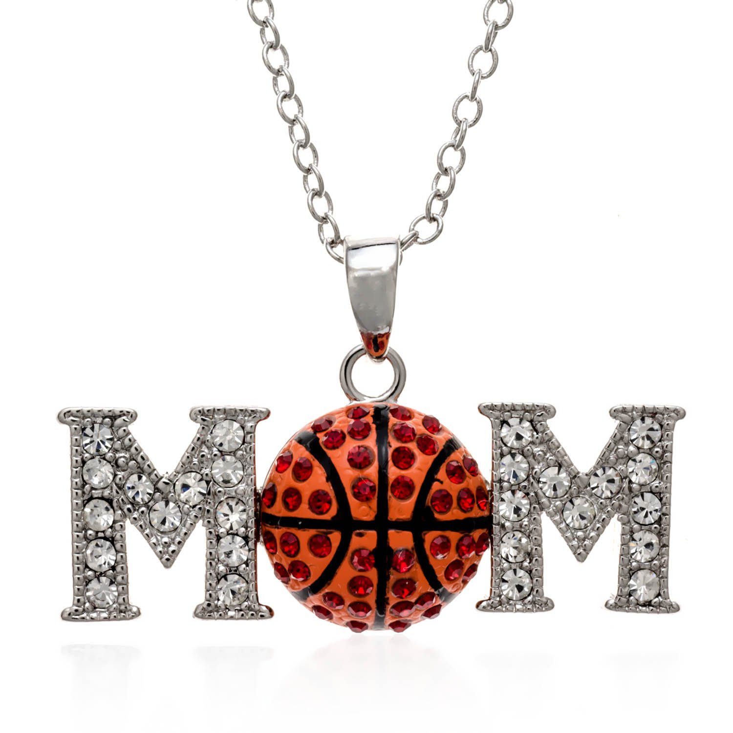 PammyJ Basketball Jewelry Basketball Mom Pendant Necklace 18