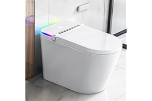 LONIKO Tankless Smart Toilet with Built-In Bidet, Heated Seat, Warm Water and Dry, Simple Installation, with Foot Sensor and Night Light, Auto Flush, Auto Open & Close Lid, Wireless Remote Control