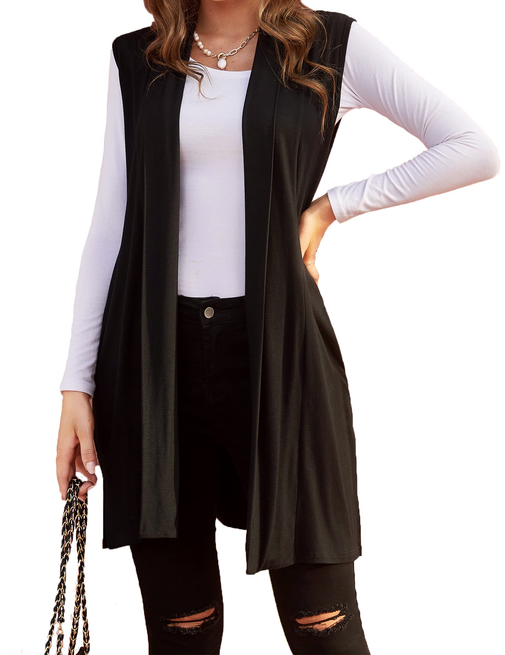 Beyove Women's Soft Sleeveless Open Front Cardigan