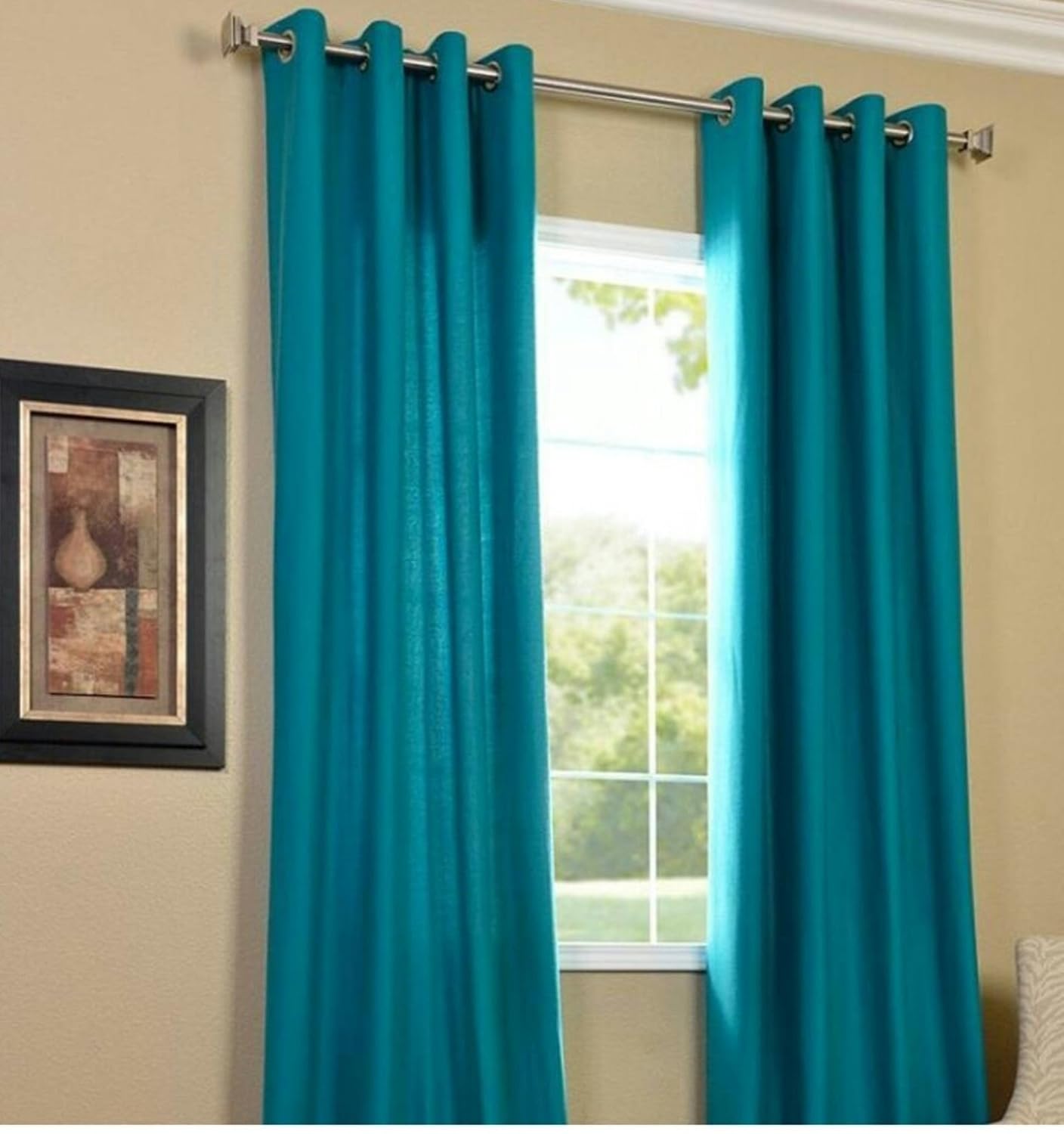 Buy Fresh From Loom Curtain For Door Polyester Door Curtains Aqua