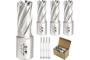 S&F STEAD & FAST Annular Cutter Set, 4-pc, 5/8" Diameter x 1" Depth of Cut for Magnetic Drill Press