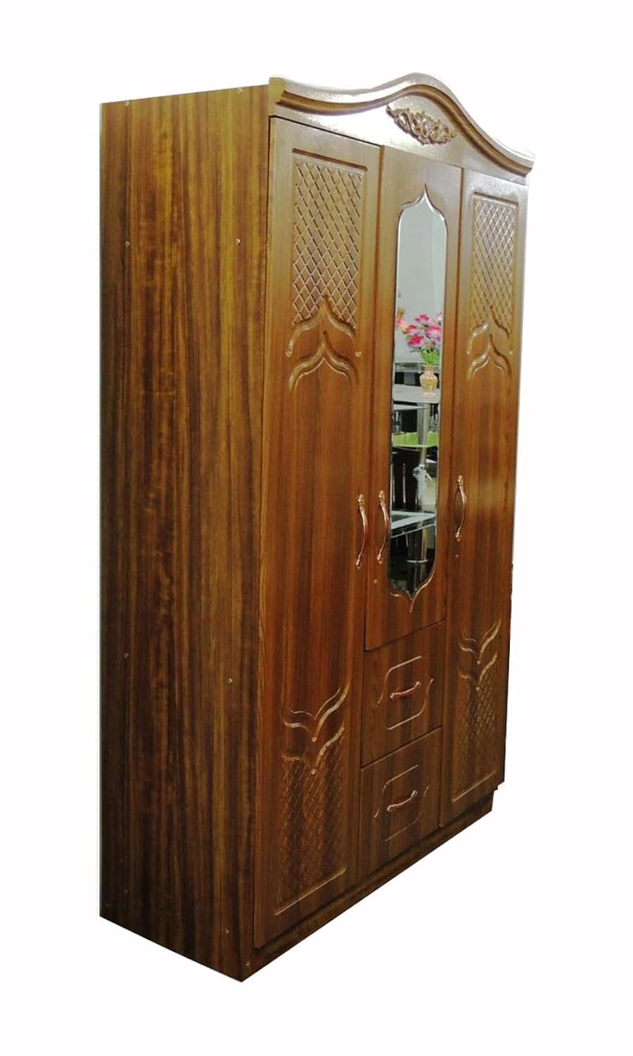 Samrat Furniture Designer Wooden Almirah 3Door Wardrobe