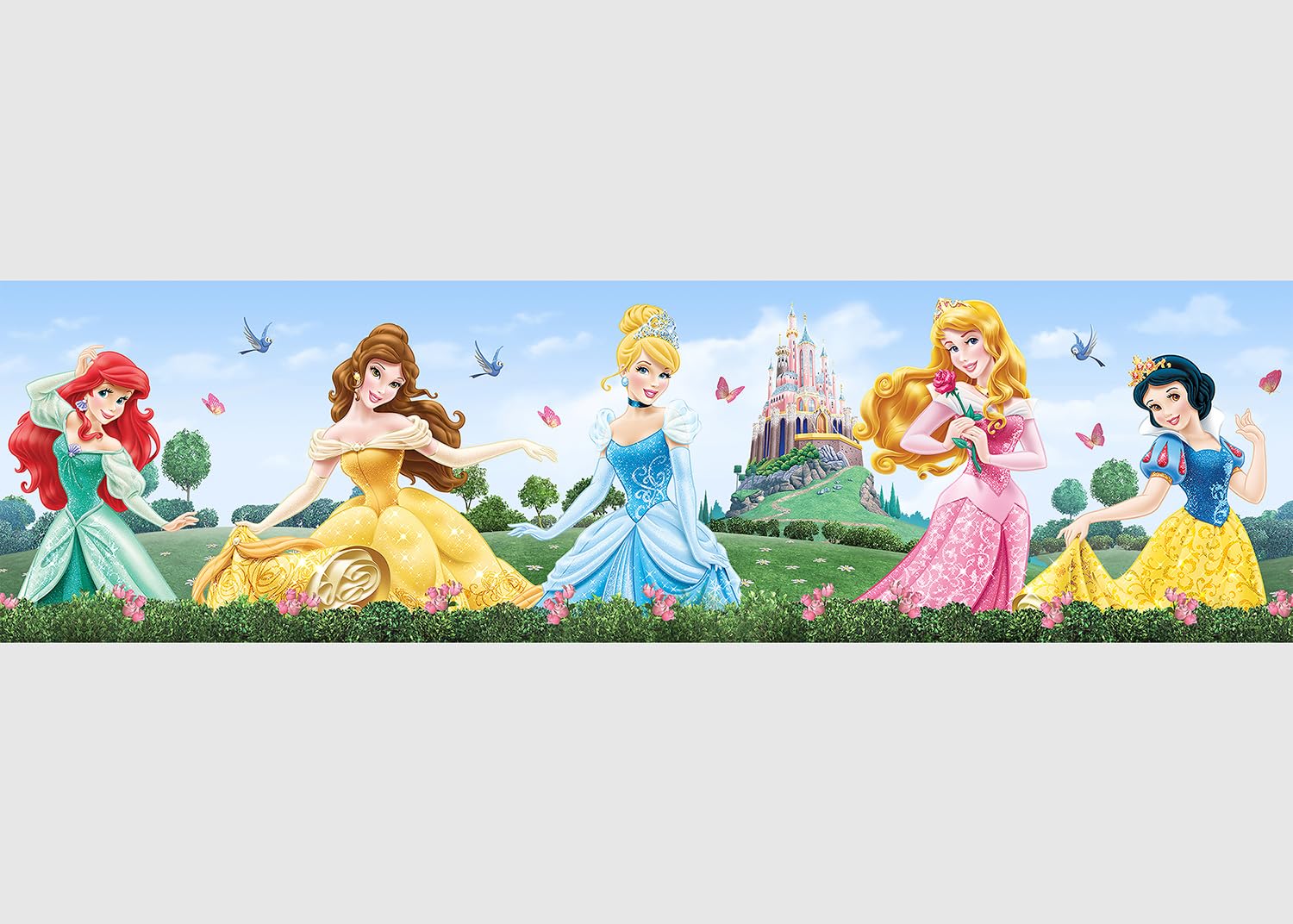 Disney Princess Self-Adhesive Wall Border, PVC, Multi-Colour, 0.1 x 5 m/4 x 197-Inch