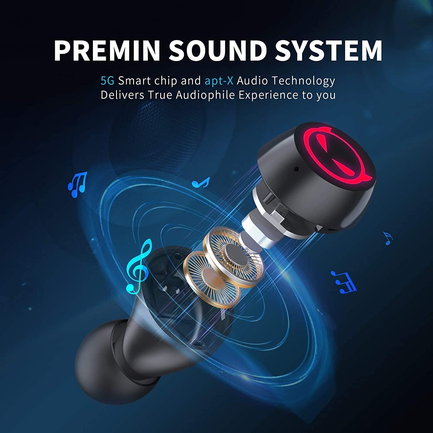 AMAFACE Wireless Earbuds,Bluetooth Earbuds with Microphone Comfort&Lightweight in Ear Headphone with Deep Bass 3D Surround Stereo,Portable Mini Captain Charging Case for Sport - Image 3