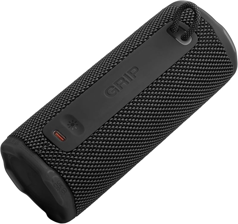 JBLGRIPBLK - Altoparlante portatile con presa intelligente, compatibile con Bluetooth, IP68, antipolvere, impermeabile, luce ambientale, compatibile con app, connessione multi-altoparlante USB-C