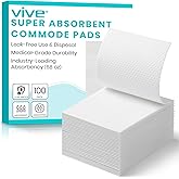 Vive Commode Absorbent Pads (100 Pack) - Disposable Pads for Toilet, Bedpan and Commode Liners - Seniors Urine Absorber for Portable Toilet - Super Absorbent for Incontinence - Turns Liquid Into Gel