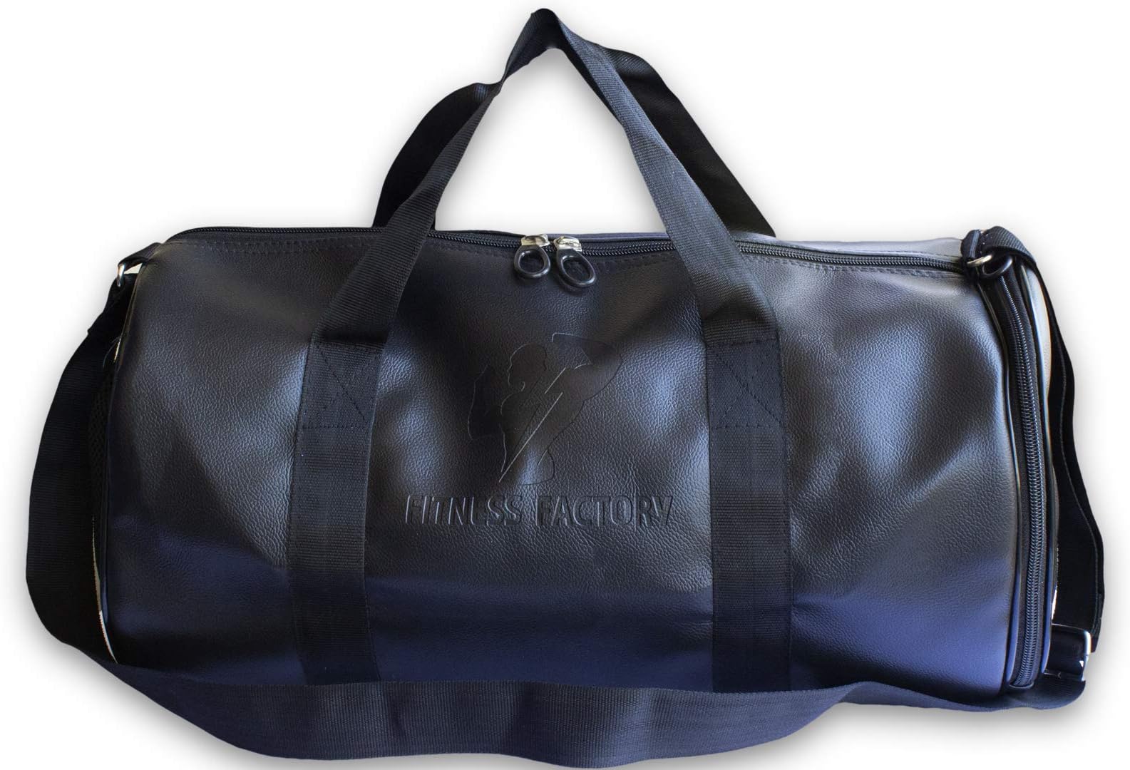 HEMITO Fitness Factory Sports/Gym Leather Duffle Bag with Shoe Compartment for Men & Women โ 30L (Cycle Black)