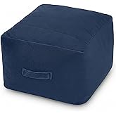 MeMoreCool Square Stuffed Pouf Ottoman Foot Rest, Floor Pouf Foot Stool with Foam Chunk Filling, Soft Stuffed Ottoman Footres