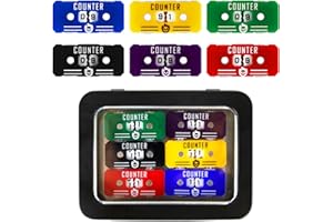 FIGURESLAB 6Pcs MTG Life Counter with Metal Box, Twin Digits Health Tracker Life Counter for MTG Magic Card Games Accessories Tabletop RPG D&D CCG TCG Board Games