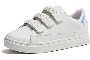 Lands' End Boys' and Girls' Sneakers, No Tie Casual Tennis Shoes for Boys and Girls Size 5-10 Toddler, Little and Big Kids 11 to 7, Blue or White with Hook and Loop Straps