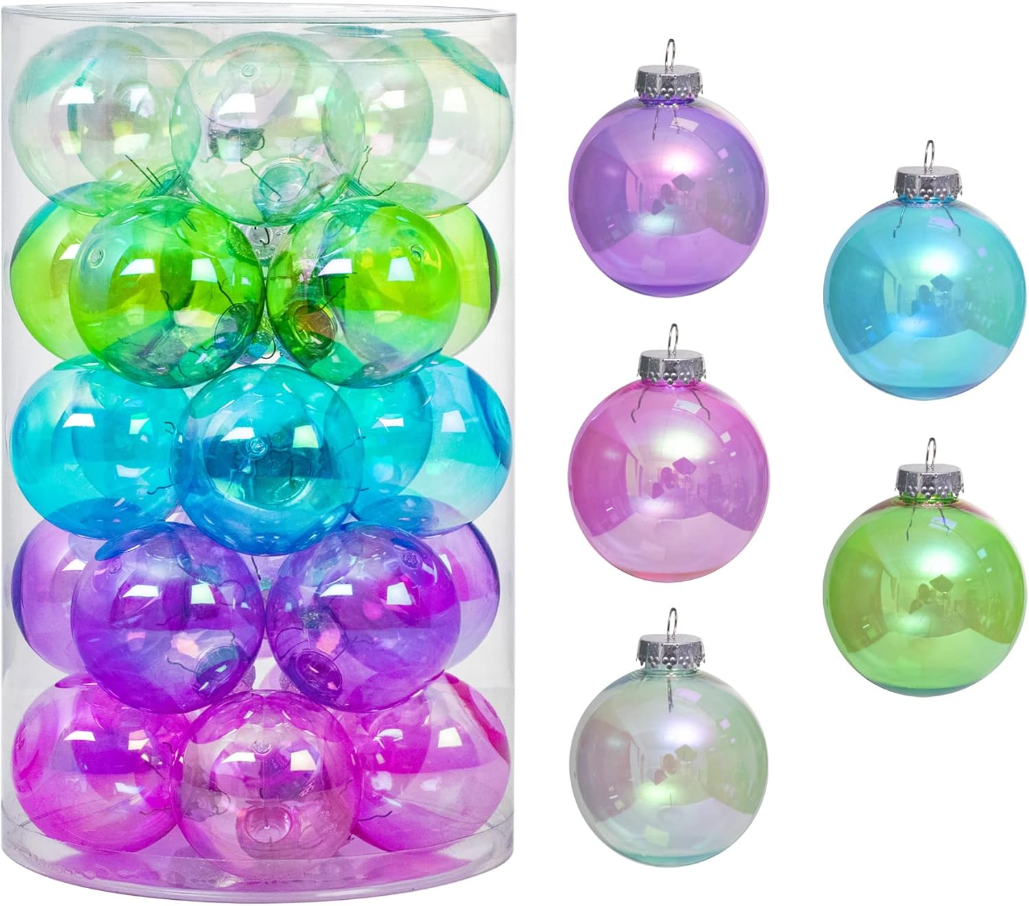 Ornaments - 25PCS-2.63(67MM) Christmas PET Ball Ornaments Set,Clear Plastic Shatterproof Xmas Tree Ball,Hanging Christmas Home Decorations for Holiday Wedding Xmas Party Decoration (Colorful)
